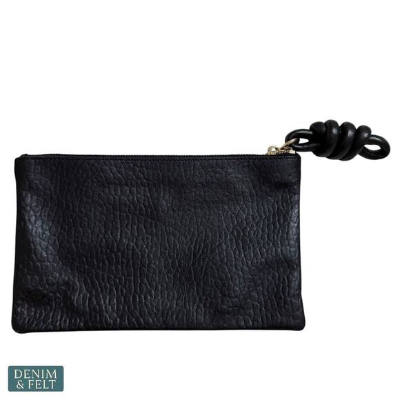 Henri Bendel Black Pebbled Leather Wristlet Clutch Purse Gold Hardware Rare - Picture 2 of 10